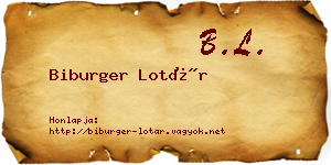 Biburger Lotár névjegykártya